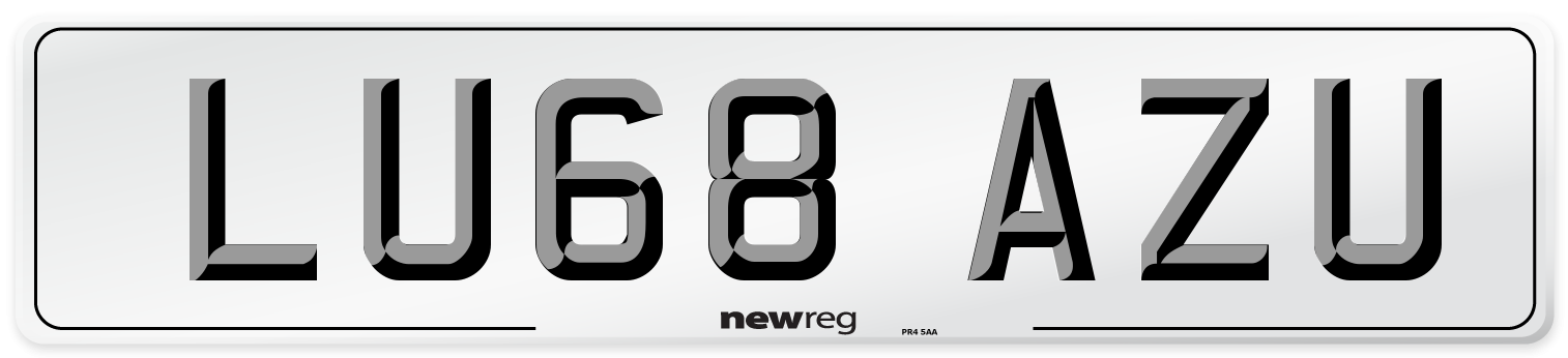 LU68 AZU Number Plate from New Reg